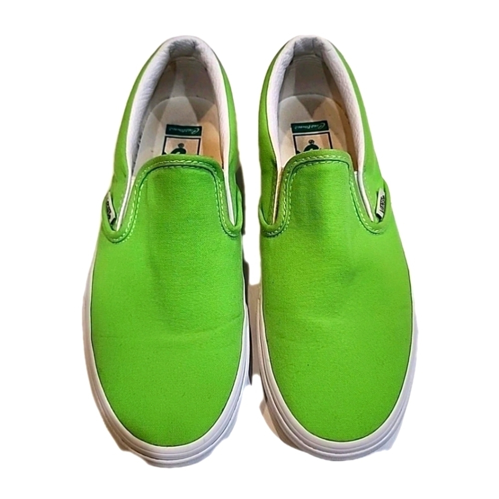 Vans Classic Slip On Canvas Sneakers Shoes Gecko Neon GreenSize 5 Men, 6.5 Women - Picture 2 of 9